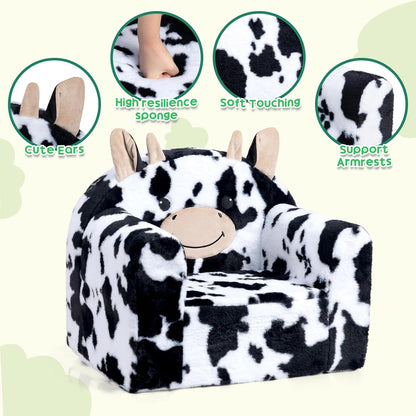 ALIMORDEN Animal Series Kid's Chair, Ultra-Soft Comfy Foam Filled Toddler Sofa Chair, Cute Animal-Shaped Design Toddler Couch, Lightweight Birthday for Baby Boys & Girls (Cow)