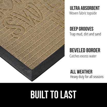 GORILLA GRIP 100% Waterproof All-Season WeatherMax Doormat, 47x35, US Designed Natural Rubber, Stain and Fade Resistant, Low Profile Indoor Outdoor Door Mats, Easy Clean Patio Mat, Home Sweet Home