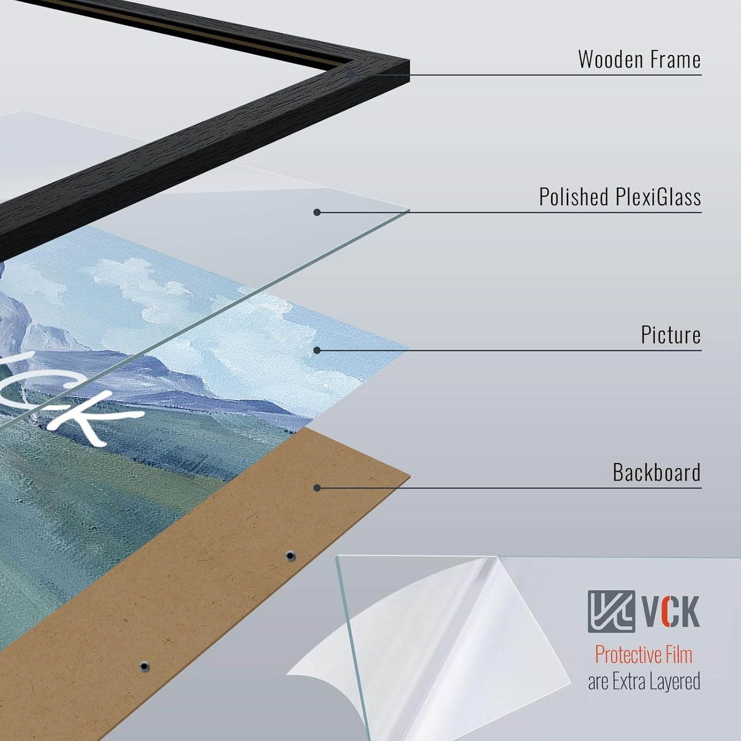 VCK 22x28 Poster Frame Set of 3 - Black,Solid Wood Picture Frames, Textured Exclusive Wall Gallery Frame