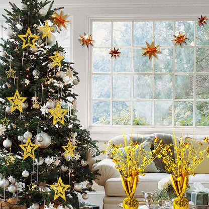 6 Pack Metallic Foil Spray Centerpiece Star Table Decoration Burst Table Centerpieces for Birthday Wedding Anniversary Graduation Holiday Party Supplies Decor, Gold