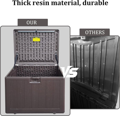 33 Gallon Pro Outdoor Storage Box Waterproof Lockable Resin Deck Box Large, Patio Storage Bin for Pool Accessories Cushion Furniture, Garden Tools, UV-Resistant Outside Delivery Brown