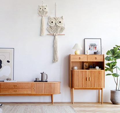 Achart Owl Macrame Wall Hanging-Hand Woven Boho Tapestry-Macrame Wall Decor -Owl Decor for Bedroom, Living Room, Nursery (Beige-Small)