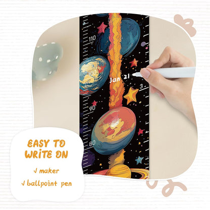 Personalized Name Growth Chart Wall Decor for Kids – Canvas Removable Height Chart Measuring Ruler 59" x 7.9" (Rocket)