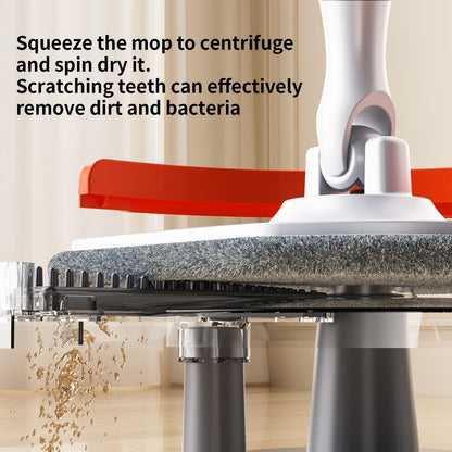 Spin Mop and Bucket with Separate Dirty and Clean Water,360° Spin Mop and Bucket System with Widening Foldable Handle,4 Replaceable Mop Pads,Square Mop for Floor Hardwood Marble Wall Cleaning