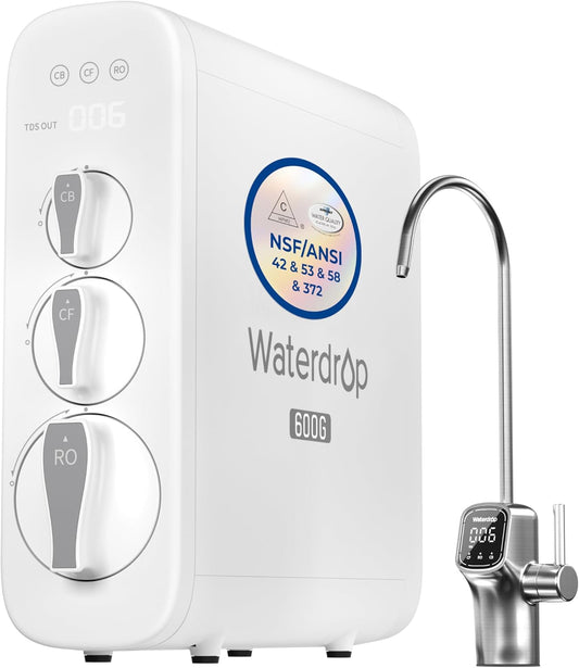 Waterdrop G3P600 Reverse Osmosis System, 8 Stage Tankless Reverse Osmosis Water Filter, NSF/ANSI 42