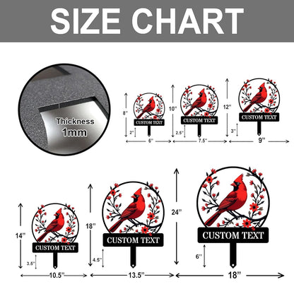 Personalized Name Garden Cardinal Metal Signs with Stake, Custom Family Name Yard Decor for Outdoor Outside, Cardinal Lawn Patio Stake Gardening Enthusiasts Grandmothers Gift