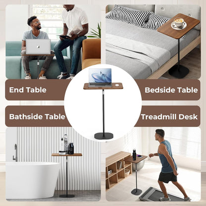 Portable Laptop Floor Stand, Bedside/Sofa Table with Height Adjustable 18''~47'', Stylish Movable Workstation Floor Standing Desk for Office, Meeting Room, Living Room Easy Assembly, Black