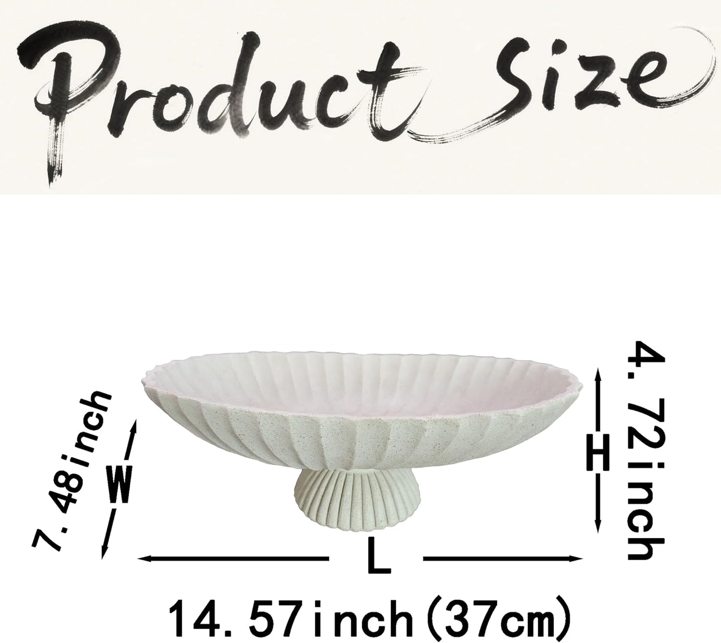 14.5" Large Decorative Long Bowl decor - Fluted Scalloped Decorative Bowls for Home Decor - Ruffle Decor,Stylish Key Bowl for Entry Table,Decorative Fruit Bowls for Kitchen Counter,Light Gray