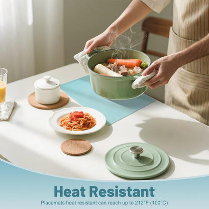 Placemats Set of 8，Non-Slip PVC Weave Table Mats Easy to Clean，Heat Resistant Place Mats for Kitchen Dining Table Decoration Indoor Outdoor，Blue