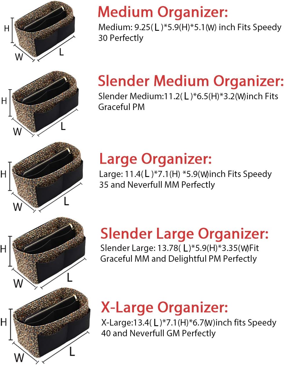 LEXSION Felt Purse Bag Organizer Insert with zipper Bag Tote Shaper Fit Speedy Neverful PM MM