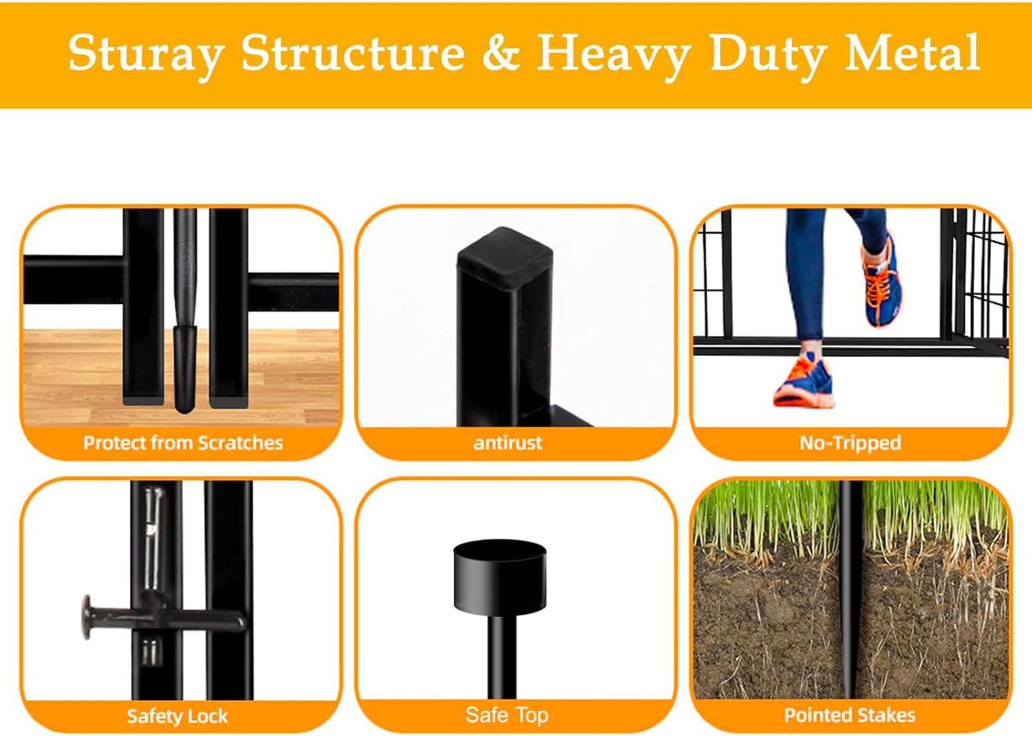 32 in(H) Decorative Garden Fence with Gate, 8 Panels Total 17.7 Ft(L) Heavy Duty Iron Animal Barrier Fence for Yard,Suitable for Indoor Pet Or Outdoor Dog Fencing, Garden Border Fence