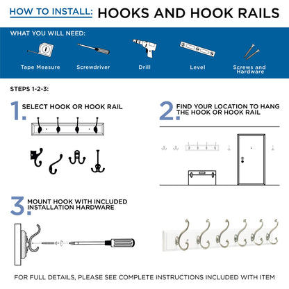 Franklin Brass Heavy Duty (1-Pack) 27" Coat Rack Wall Mount Pure White Hat Rack with 6 Hooks