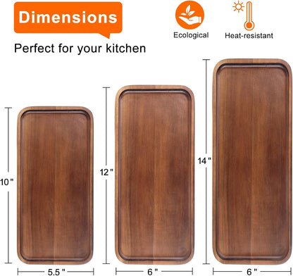 Wooden Serving Platters Acacia Long Charcuterie Boards Rectangle Wood Tray Home Decor Serving Cheese Board Appetizer Snack Plates Kitchen Dinner Platter for Food Dish Rectangular Cake Dessert Trays