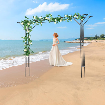 Garden Trellis for Climbing Plants,Outdoor Garden Arch Arbor Trellis,Steel Garden Trellis Wedding Arches for Ceremony Decoration 11.81x1.31x8.86ft (Black)