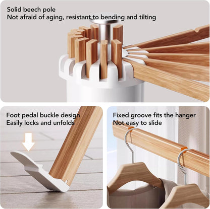 Clothes Drying Rack Tripod,Drying Rack Clothing,Laundry Drying Rack,Floor Standing,16 Wooden Poles,Collapsible Drying Racks for Laundry,Retractable,Foldable,Folding