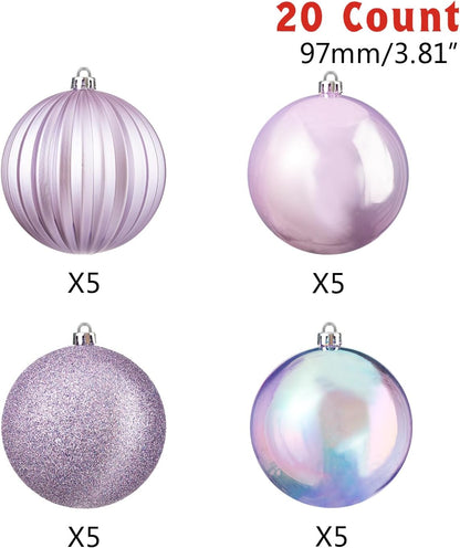 Every Day is Christmas 20ct Christmas Ornaments, Shatterproof Christmas Tree Ornaments Set, 92cm/3.6" Christmas Balls Decoration