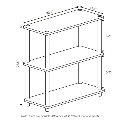 Furinno TURN-N-TUBE Storage Shelves, 3-Tier Book Shelf, Corner Shelf, Toolless Open Shelves, for