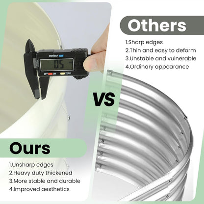 2 Pcs 6x3x2ft Oval Raised Garden Bed, Galvanized Raised Beds,Open-Ended Base Metal Raised Planter Beds,Garden Bed Outdoor,Planter Raised Boxes for Vegetables, Flowers,Tool-Free Asse,White