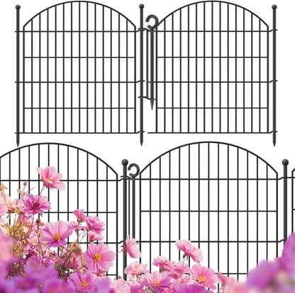 Decorative Garden Fence 32in (H) x12ft (L), 5 Pack No Dig Fence Animal Barrier for Dog with Lock, Arched Flower Bed Edging, Wire Border Panel Fencing for Yard Patio Outdoor Decor