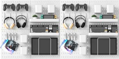 Pegboard Combination Kit, 25.2" x 50.4" Wall Mounted Storage Set with 8 Pegboards & 40 Accessories Hanging, Peg Boards Organizer