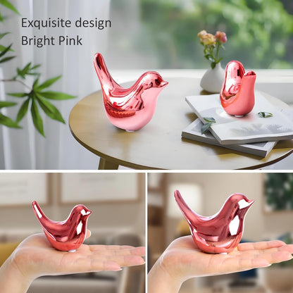 Notakia Small Birds Statues Pink Home Decor Modern Style Decorative Ornaments for Living Room, Bedroom, Office Desktop, Cabinets (2Pcs Pink Birds)
