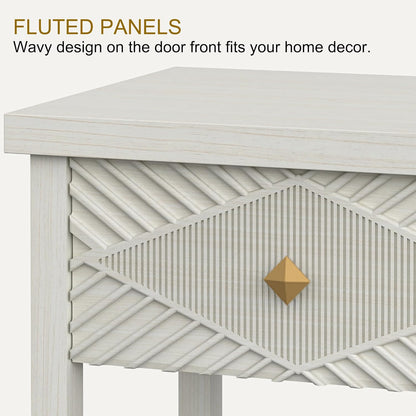 47" Fluted Console Table with 3 Drawers, Narrow Long Entryway Table with Storage Shelf, Sofa Tables for Entryway, Living Room, Behind Couch, Foyer, Hallway, Office (Beige)