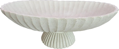 14.5" Large Decorative Long Bowl decor - Fluted Scalloped Decorative Bowls for Home Decor - Ruffle Decor,Stylish Key Bowl for Entry Table,Decorative Fruit Bowls for Kitchen Counter,Light Gray