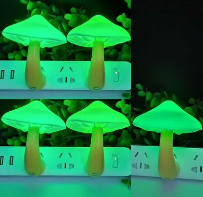 AUSAYE 5 Pack Sensor LED Night Lights Plug in Lamp Mushroom Light for Adults Kids NightLight Bedroom,Bathroom,Toilet,Hallway,Stairs,Kitchen,Basement Green