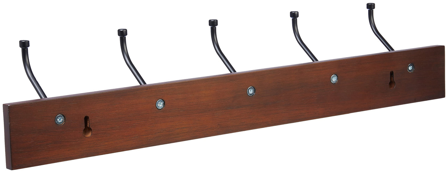 Amazon Basics Rectangular Farmhouse Wall-Mounted Coat Rack for Entryway and Bedroom, Storage