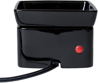 Elanze Designs Glossy Black Ceramic Stoneware 2-in-1 Jar Candle and Wax Tart Oil Warmer - 2 Pack