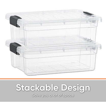 Superio Clear Storage Boxes with Lids, 20 Quart, Deep, BPA Free Plastic Containers, Bins for
