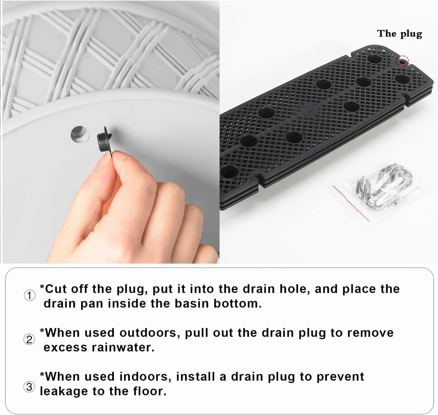 Sungmor 3 Pack Wall Hanging Planters, 16.5 Inch Railing Fence Hanging Flower Pots, Thickened Plastic Water Storage Plant Pot, Indoor Outdoor Garden Balcony Decor, Light Grey Large Plant Basket