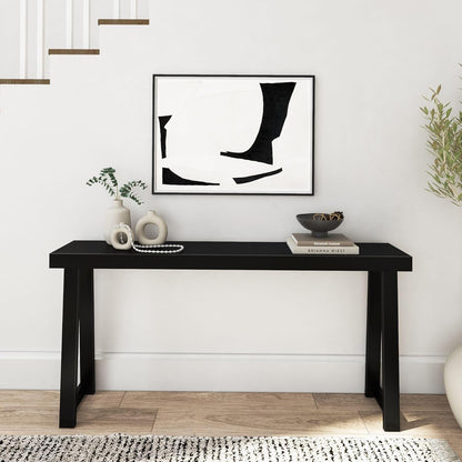 Plank+Beam Solid Wood Console Table, 66 Inch, Sofa Table, Narrow Entryway Table for Hallway, Behind The Couch, Living Room, Foyer, Easy Assembly, Black