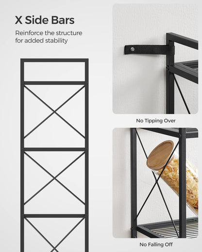 SONGMICS 5-Tier Metal Storage Rack, Shelving Unit with X Side Frames
