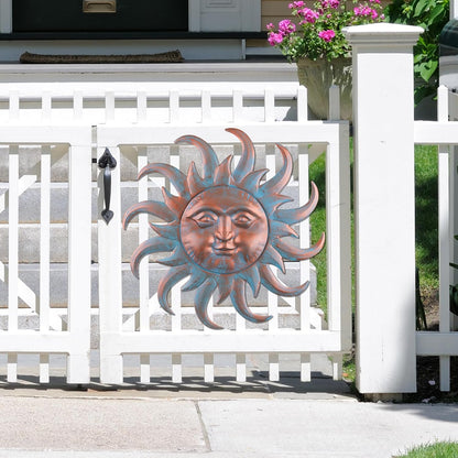 VZVXCC Sun Metal Wall Art Outdoor Decor - Cute Sun Face Metal Wall Sculpture Statues Wall Art Hanging Decoration for Indoor Outdoor,Garden, Home, Farmhouse, Fence Balcony Patio and Bedroom