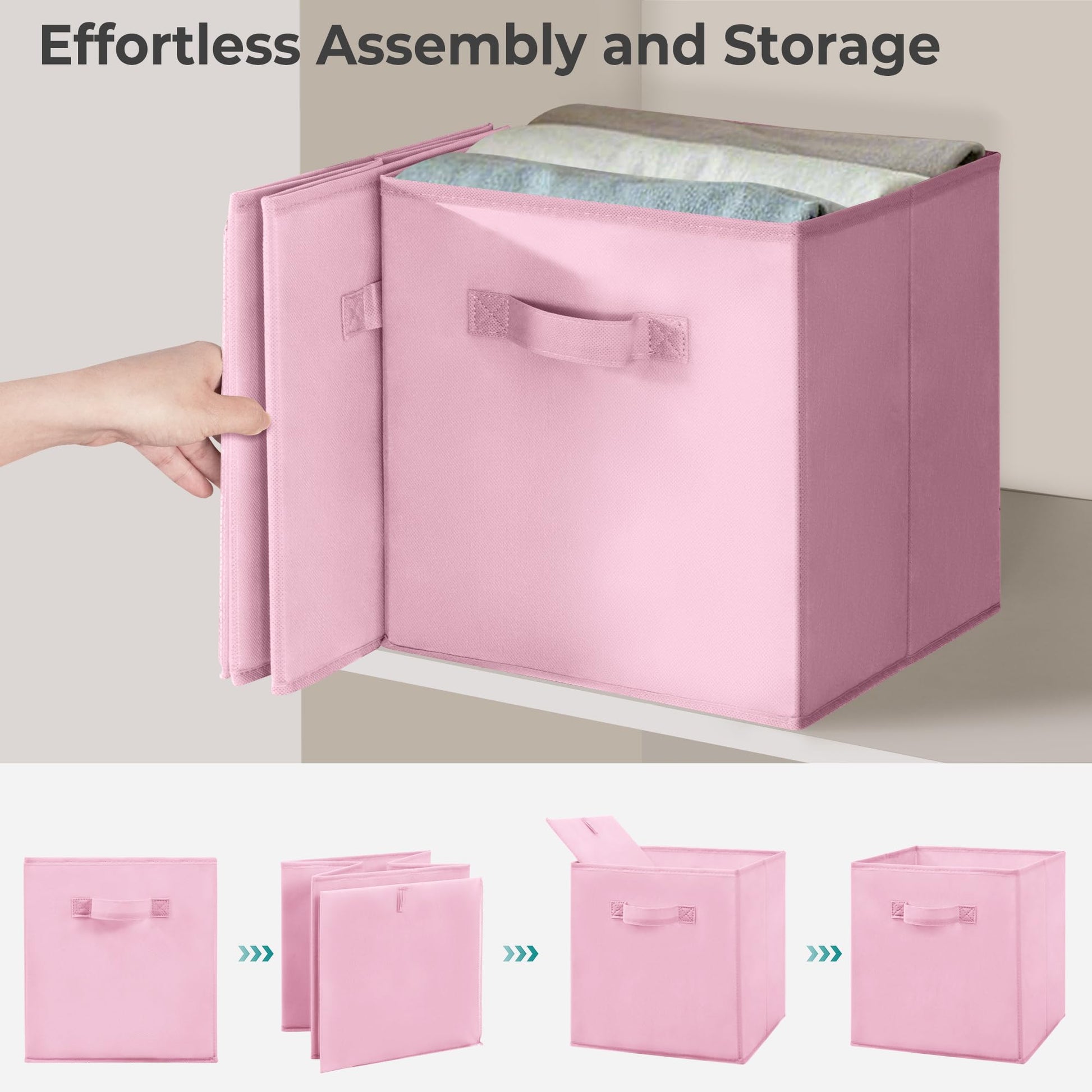 STORAGEIDEAS 11 Inch Fabric Storage Cubes, Sturdy Foldable Storage Bins, Heavy Duty Cube Organizer