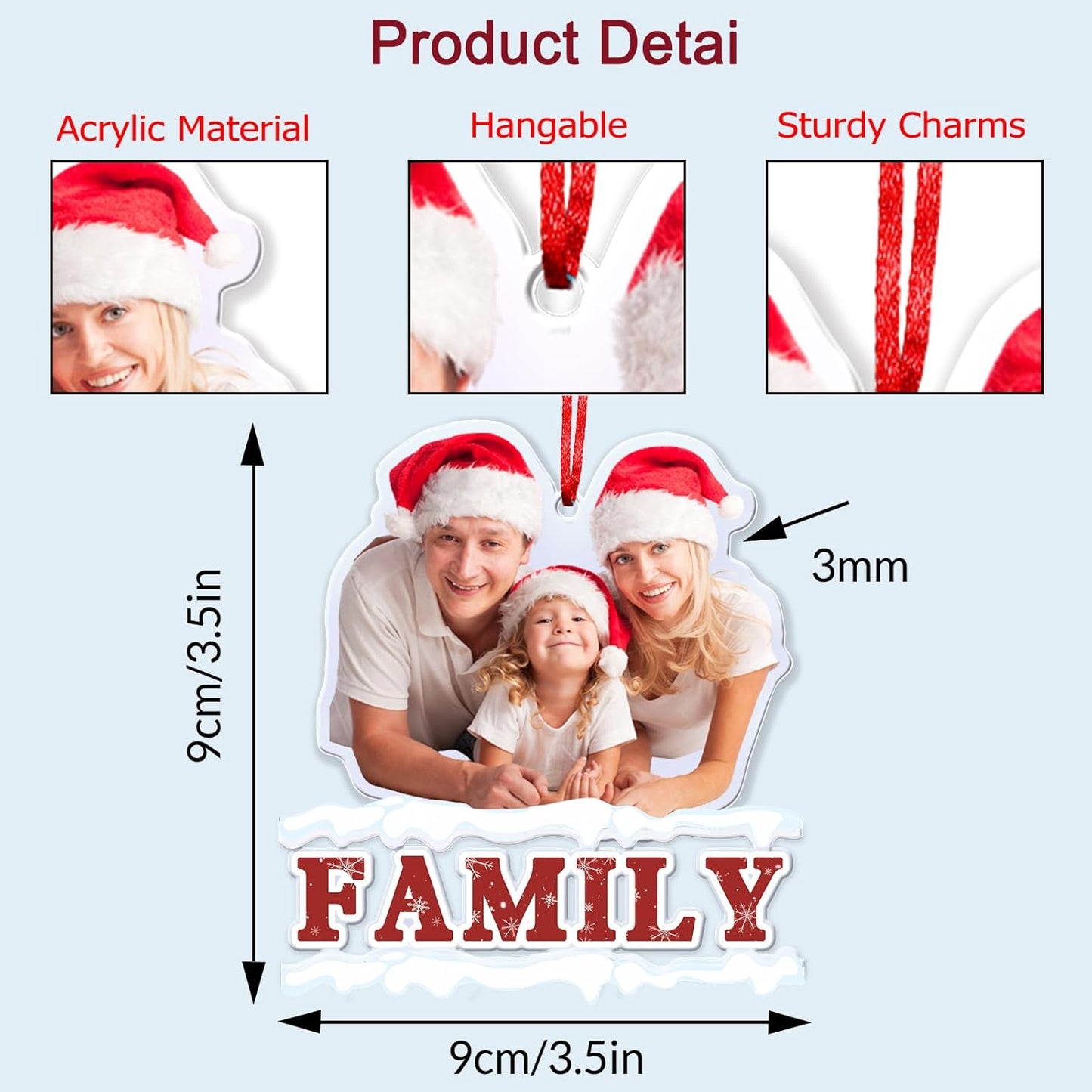 Amlion Personalized Your Photo Ornament,Custom Photo Ornament 2023 Customized Acrylic Family Picture Ornament Decor Xmas Gift for Kids Mom Dad Husband Wife Friend Pet