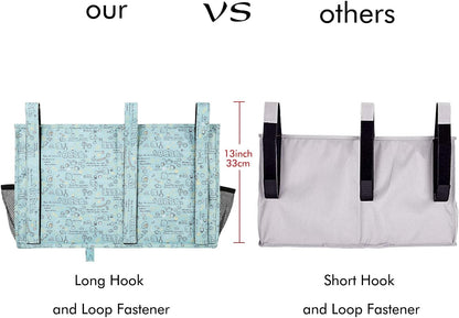 Surblue Bedside Caddy Hanging Bed Organizer Storage Bag Pocket for Bunk and Hospital Beds, College Dorm Rooms Baby Bed Rails, Camp 8 Pockets, (Large, Cartoon)