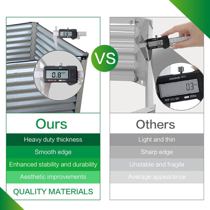 GARDMAX 8x4x2FT Galvanized Raised Garden Bed Kit, Metal Planter Boxes Outdoor with Easy Assembly, Large Garden Bed for Vegetables, Fruits, Flower, Herbs Rectangle Silver