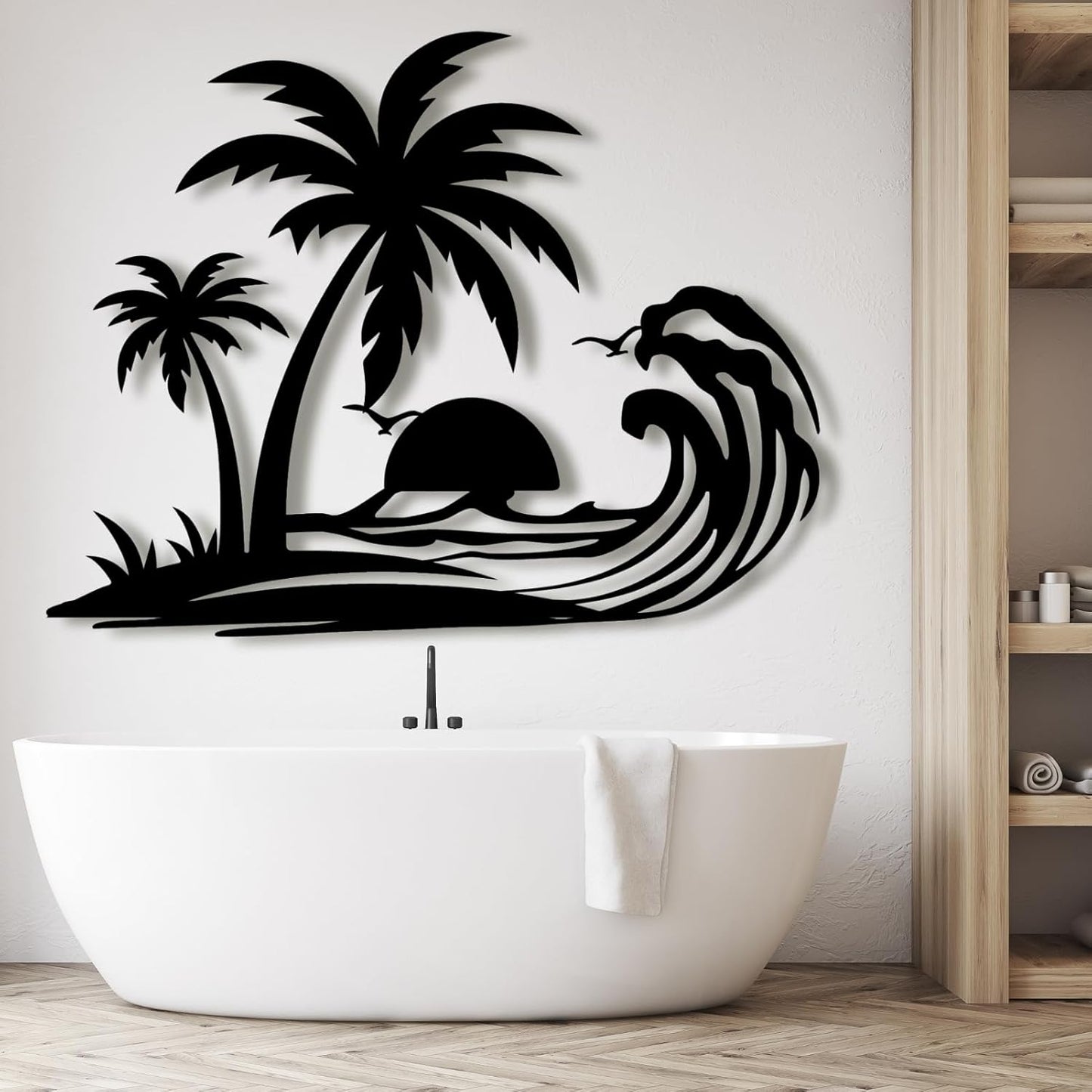 Palm Tree Metal Wall Decor,Palm Tree Metal Wall Art,Metal Palm Tree,Metal Palm Tree Wall Decor,Tropical Metal Wall Art,Beach Wall Decort,Metal Wall Decor (style 1,white,31 L" x 25 W" / 80 x 63 cm)