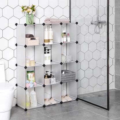 SONGMICS Cube Storage Organizer, Set of 12 Plastic Cubes, Book Shelf, Closet Organizers and