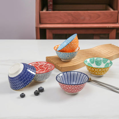 Selamica Ceramic Mini Bowl Set, 4 oz Dipping Bowls for Snack Side Dishes Condiment, Set of 6, Assorted Colors