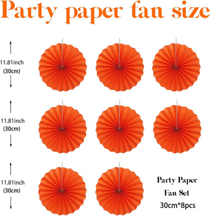 Orange Birthday Party Decorations,DIY Orange Paper Fans Hanging Decoration,12in Halloween Paper Fans,Halloween Decor,Fox Birthday Decorations Events Accessories 30 Color DIY Set (Orange)