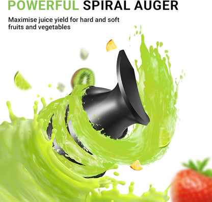 AMZCHEF Cold Press Juicer, Juicer Machines - 3.1" Large Feed Chute for Whole Fruits & Vegetables, Stainless Steel Slow Masticating Juicer Easy to Clean, Large Auger, Double Strainers, Silver