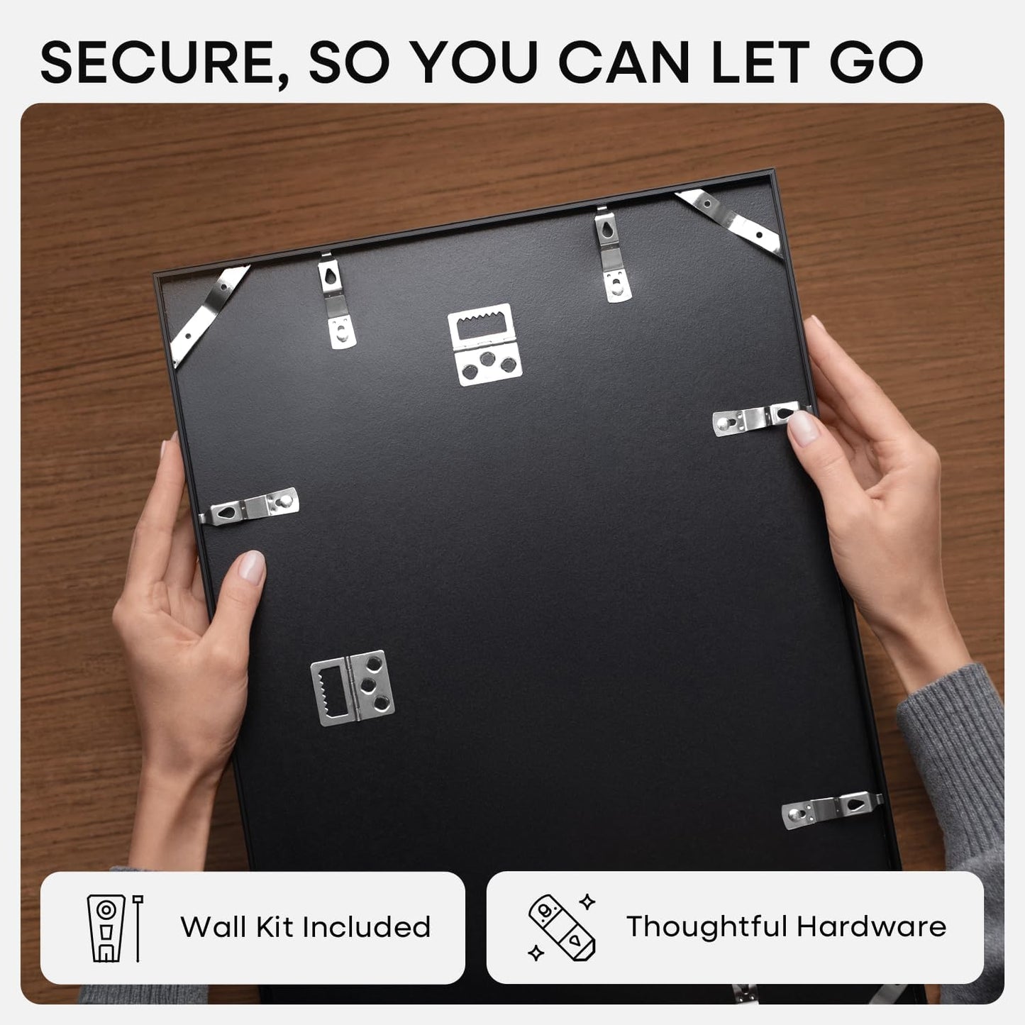 Homeforia 12x16 Picture Frame Black, High End Metal 12x16 Poster Frames with Mat 9x12 for Photo, 12 x 16 Black Frame Matted to 9 by 12 inch Print, 16x12 Thin Frames, Tempered Glass, Wall Kit, Set of 1