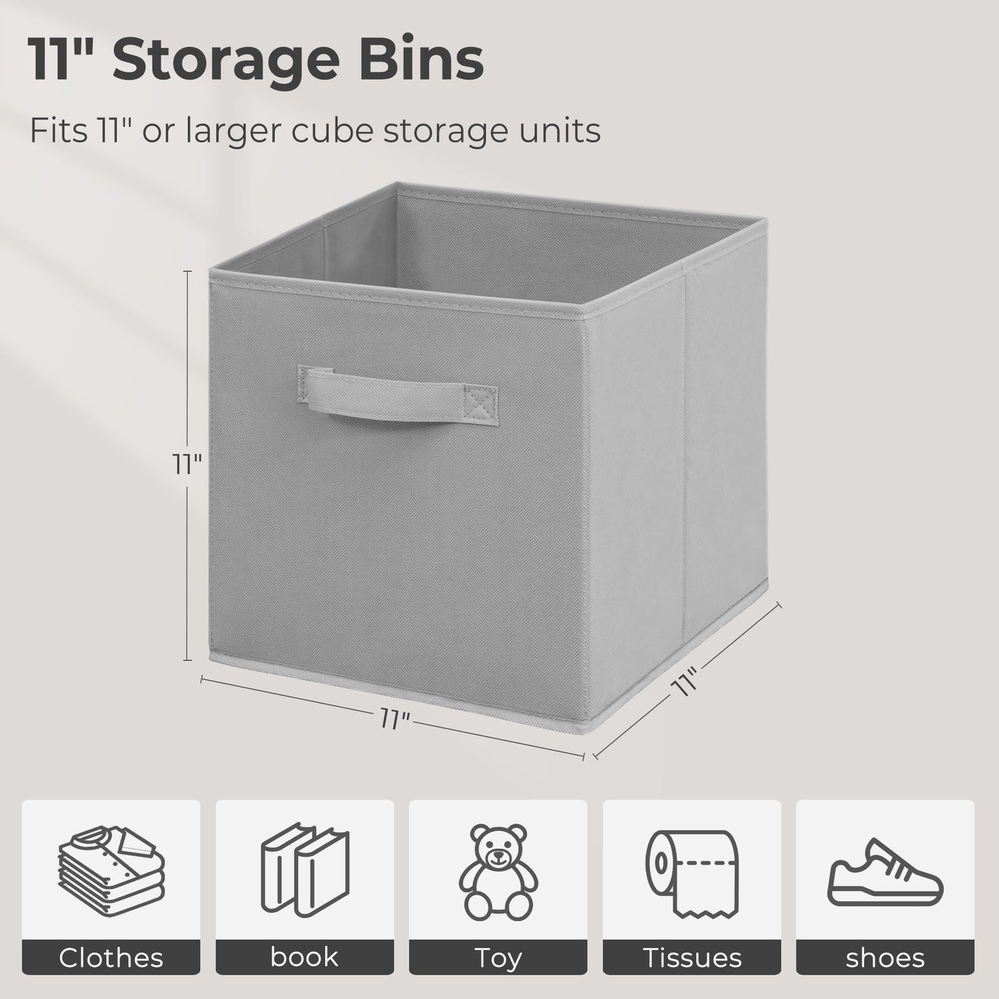 STORAGEIDEAS 11 Inch Fabric Storage Cubes, Sturdy Foldable Storage Bins, Heavy Duty Cube Organizer