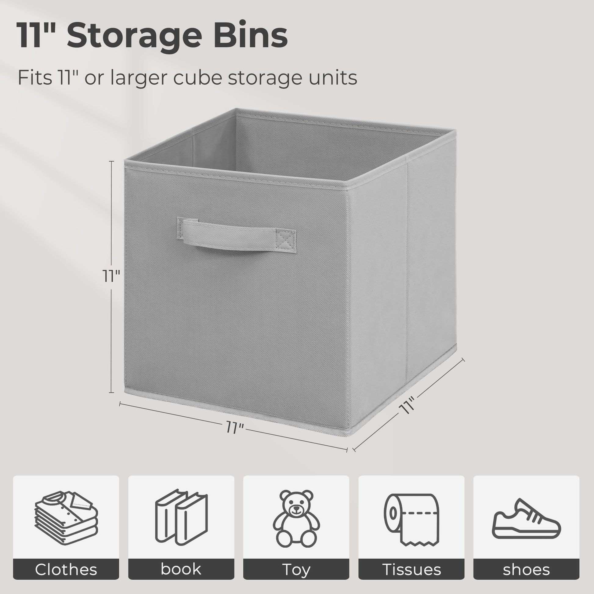 Easi 11 inch Cube Storage Bins, 4 Storage Cube Organizer, Collapsible Fabric storage cubes with