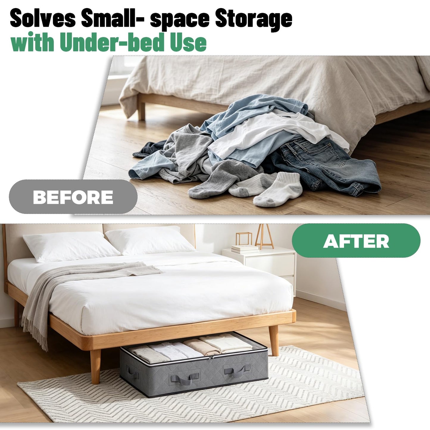 Pterying 8Pack Under Bed Storage Bags, Closet Organizers and Storage Bins with Clear Window &