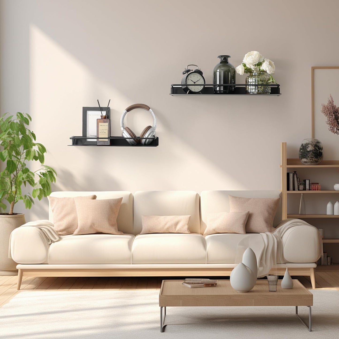 JOOM Wall Shelf,Metal Floating Shelf,12" Black Floating Shelf, Small Shelf for Wall(Black, 12 in)