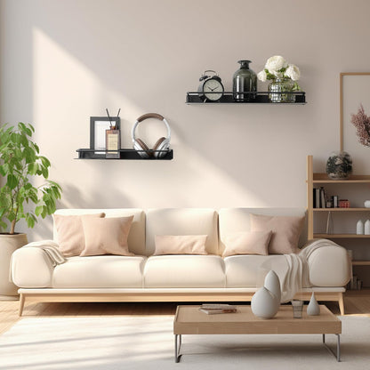 JOOM Metal Wall Floating Shelf - Metal Wall Shelf, Black Floating Shelf, Small Bathroom Shelf, (Black, 16Inch)